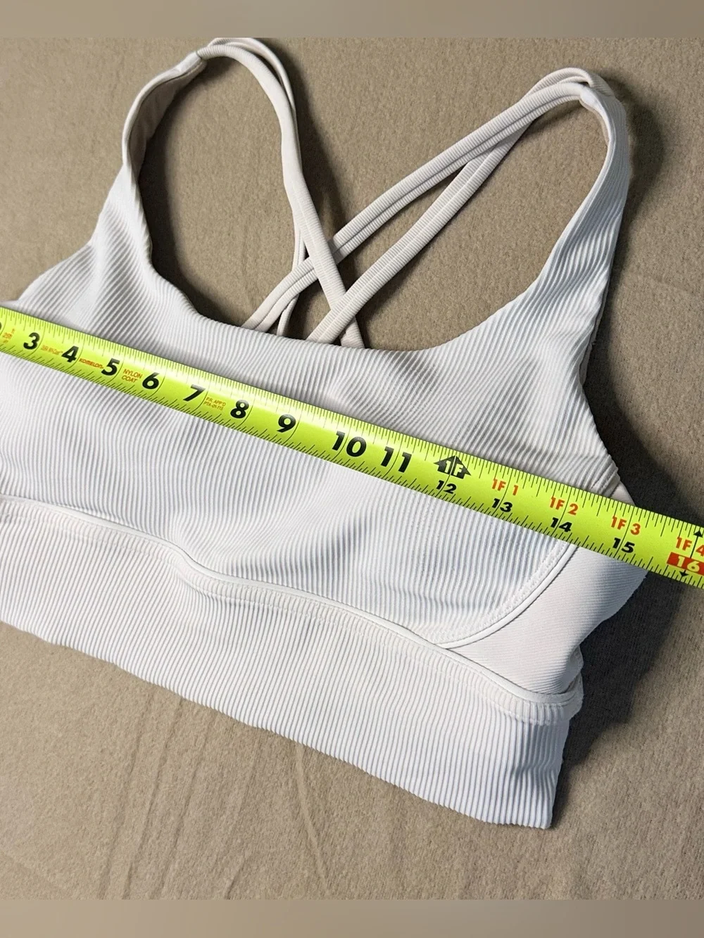 Lululemon Luxstream Ribbed Strappy Cross Back Longline Sports Bra Vapor Size 12